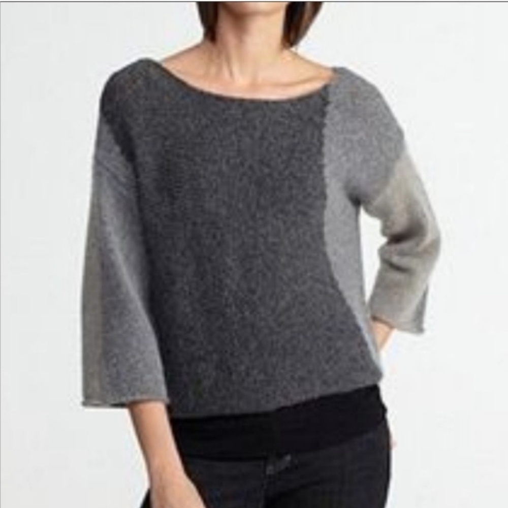 Eileen Fisher PP Petite Petite Wool Mohair Two-Tone Gray Sweater Italian Yarn